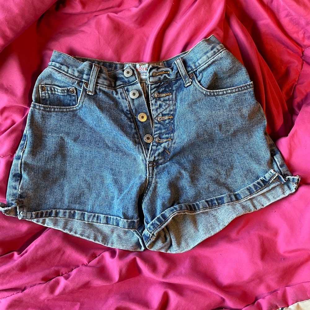 Vintage button down jean shorts